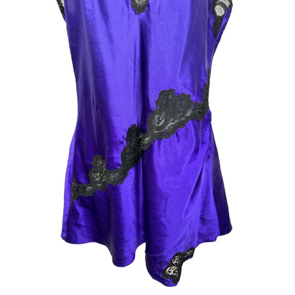 Vintage Victoria's Secret Small Nightgown Slip Purple Black Lace Sexy Polyester - Picture 3 of 12